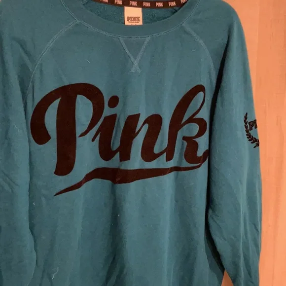 PINK Victoria’s Secret Teal Crewneck Sweatshirt - Picture 2 of 9